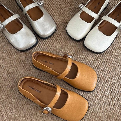 Damen Ballerinas Bequem Schnalle Modern