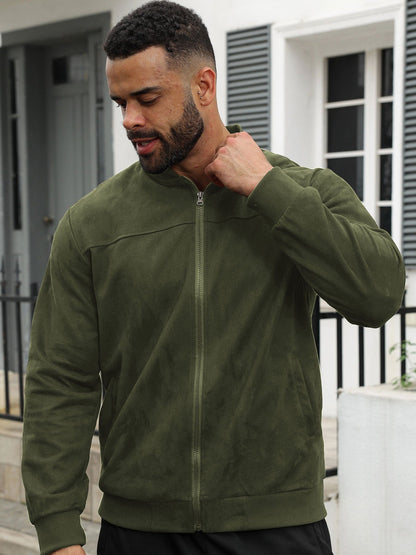 Herren Freizeitjacke Elegante Lederjacke Mit Reißverschluss