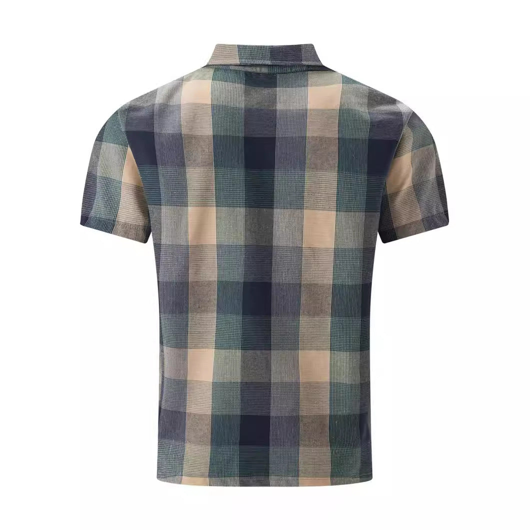 Herren Kurzarmhemd Kariert Modern Slim Fit