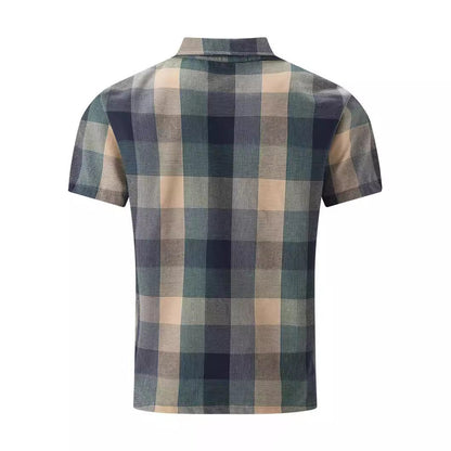 Herren Kurzarmhemd Kariert Modern Slim Fit