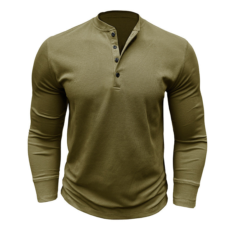 Herren Langarmshirt Modern Knopfleiste Slimfit