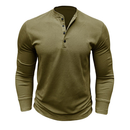 Herren Langarmshirt Modern Knopfleiste Slimfit