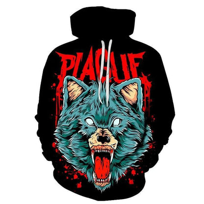Herren Kapuzenpullover Wolfsgrafik Cooler Style Berlin - BerlinGlamour
