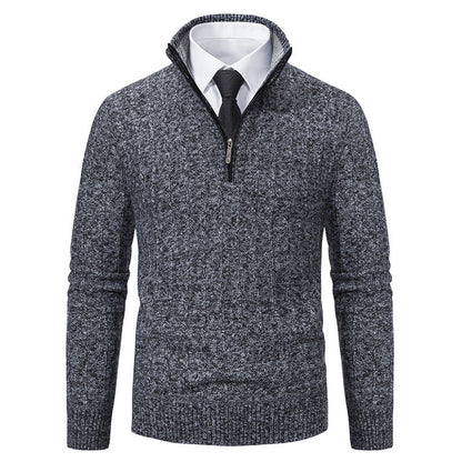 Herren Pullover Strick Reißverschluss Kragen Hoch
