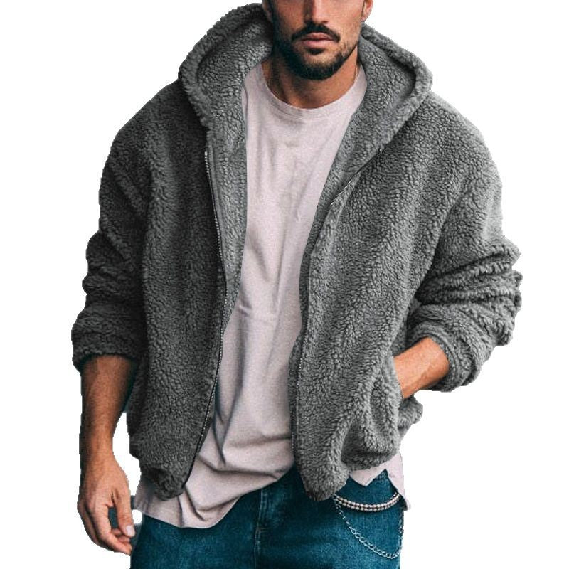 Herren Fleecejacke Warm Kapuze Taschen Outdoor