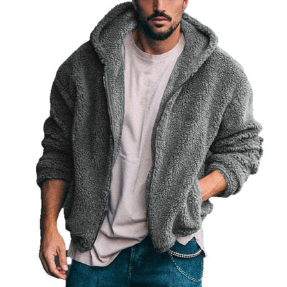 Herren Fleecejacke Warm Kapuze Taschen Outdoor