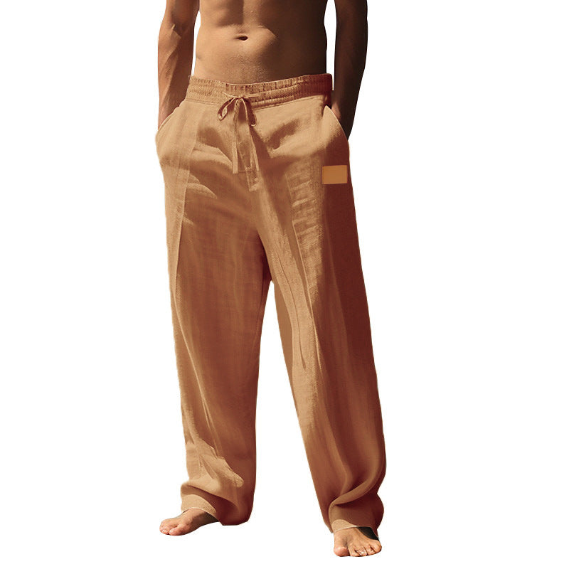 Herren Leinenhose Bequem Elastisch Mit Tasche