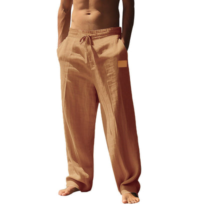 Herren Leinenhose Bequem Elastisch Mit Tasche