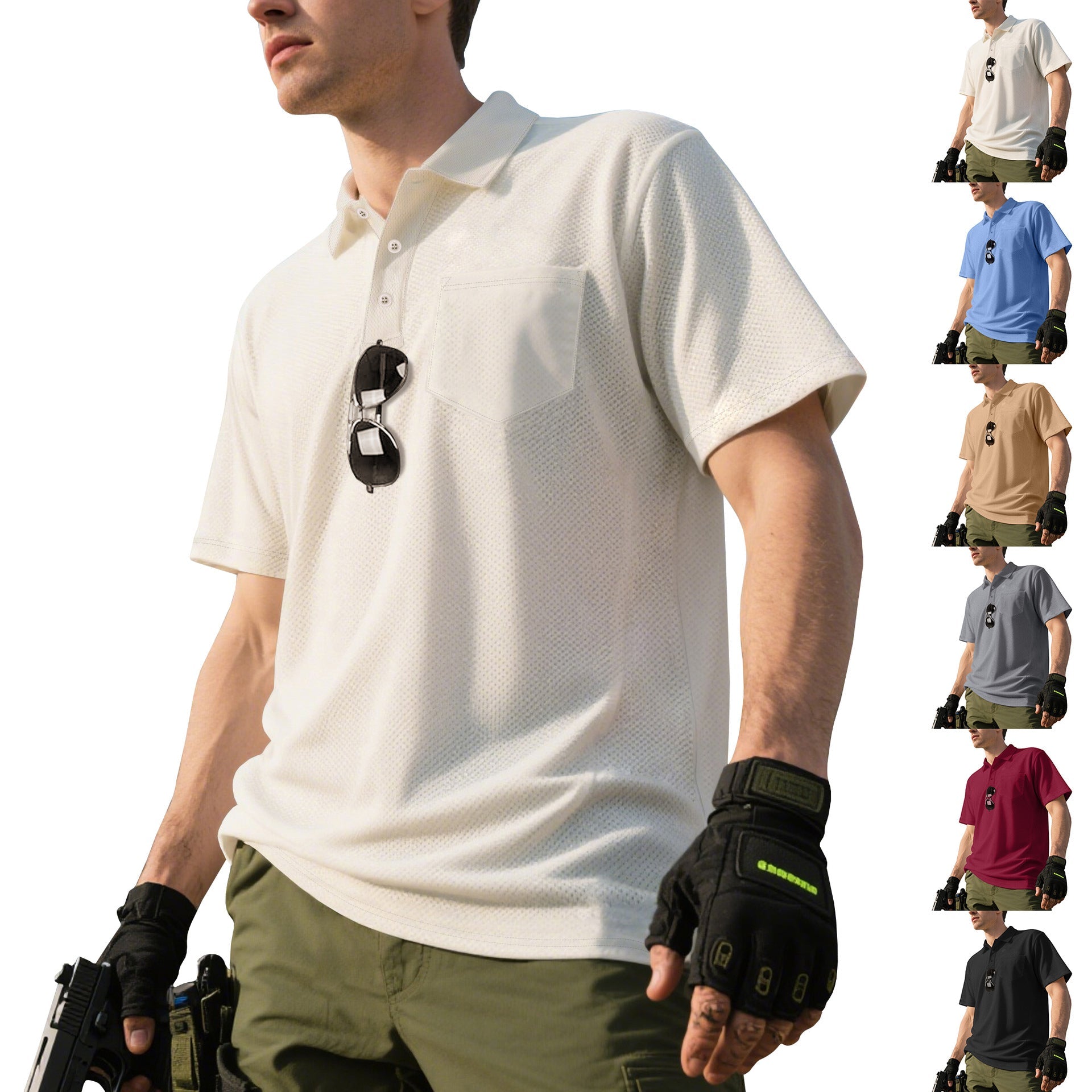 Herren Polo-Shirt atmungsaktiv mit Brusttasche Sportlich Modern - BerlinGlamour