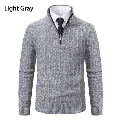 Herren Strickpullover Warm Mit Reißverschluss Taschen