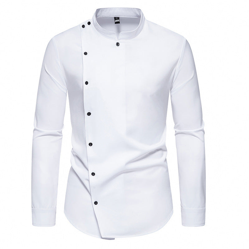 Elegantes Herrenhemd mit Stehkragen und Knopfdesign