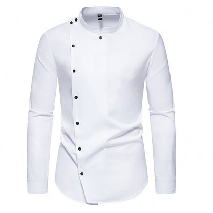 Elegantes Herrenhemd mit Stehkragen und Knopfdesign
