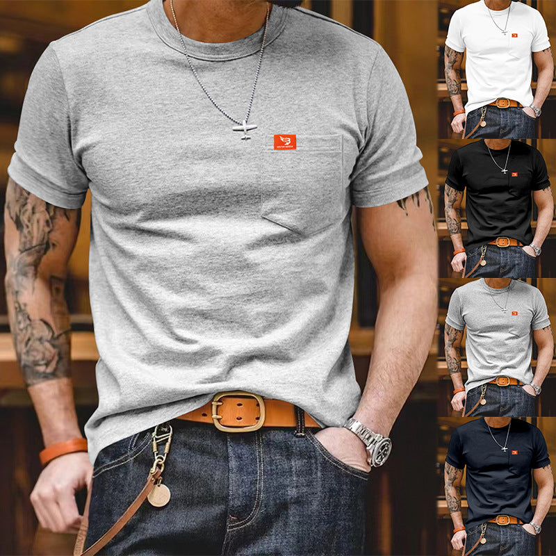 Herren T-Shirt Kurzarm Baumwolle mit Brusttasche klassisch - BerlinGlamour