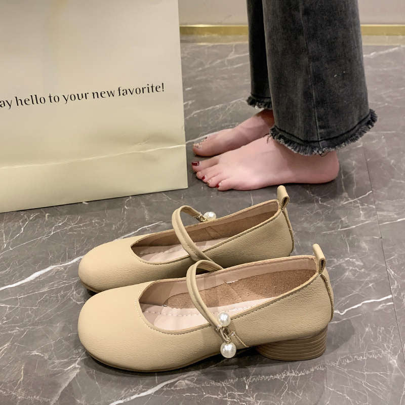 Damen Ballerina Schuhe Elegante Perlen Details