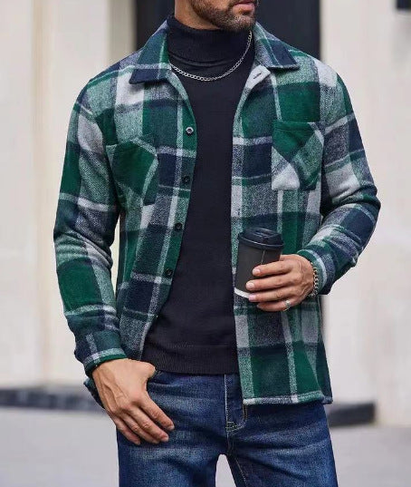 Herren Karo Hemdjacke Lässig Modern