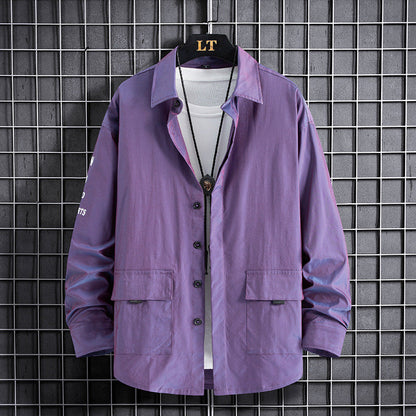 Herren Overshirt Praktisch mit Taschen Modern