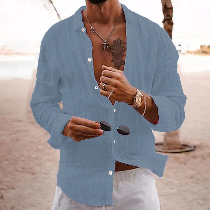 Leinenhemd Herren Lässig Sommer Modern
