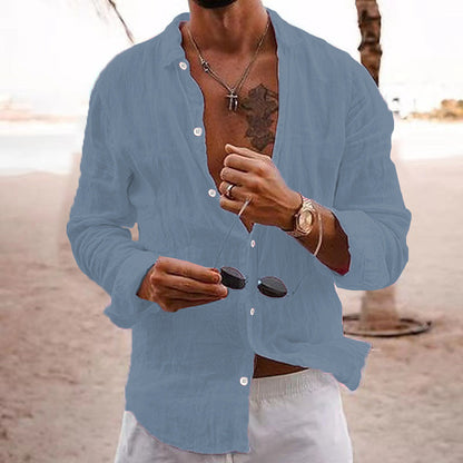 Leinenhemd Herren Lässig Sommer Modern