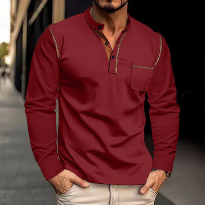 Elegantes Herren Langarmhemd mit Kontrastdetails Modern