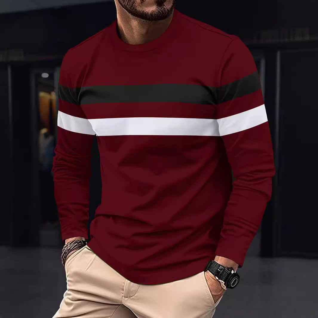 Herren Langarmshirt Sportlich Streifen Modern