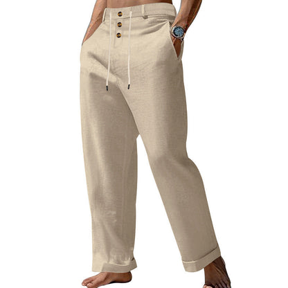 Herren Leinenhose Bequem Mit Verstellbarem Bund - BerlinGlamour