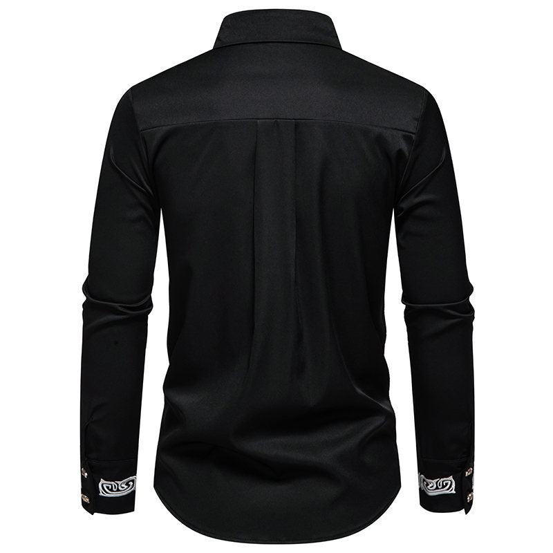 Herren elegante Langarmhemd mit kunstvollem Kragen BerlinGlamour