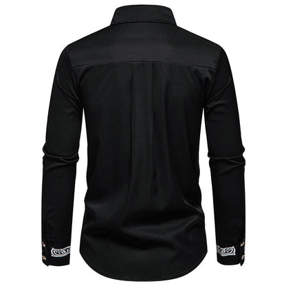 Herren elegante Langarmhemd mit kunstvollem Kragen BerlinGlamour
