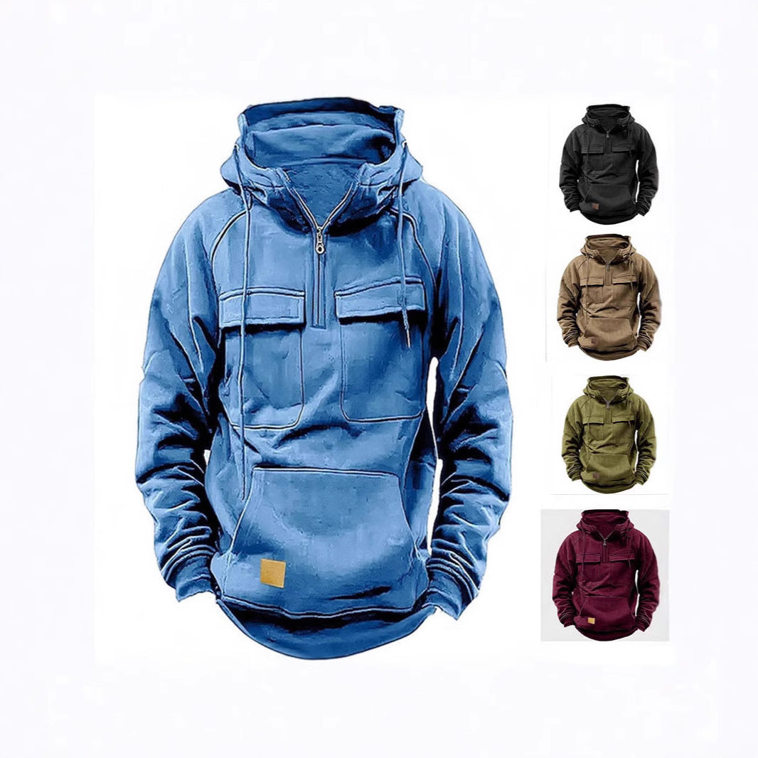 Herren Kapuzenpullover Sportlich mit Taschen Utility Style - BerlinGlamour