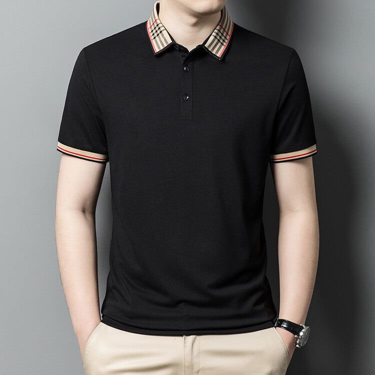 Herren Polo-Shirt Karo-Kragen Elegant Slimfit