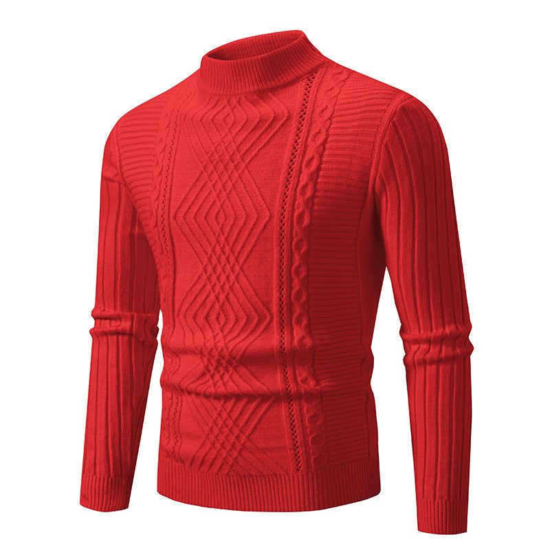 Herren Strickpullover Modern Zopfmuster Eleganter Kragen