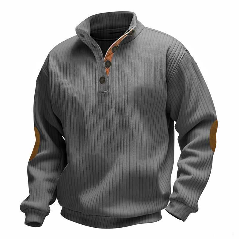 Herren Strickpullover Lässig mit Kragen und Patches Modern