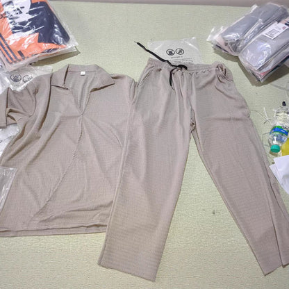 Herren Lounge-Set Bequem Texturiert Grau