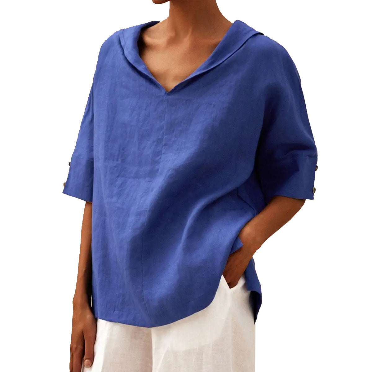 Damen Bluse Modern mit Blumenmuster und V-Ausschnitt
