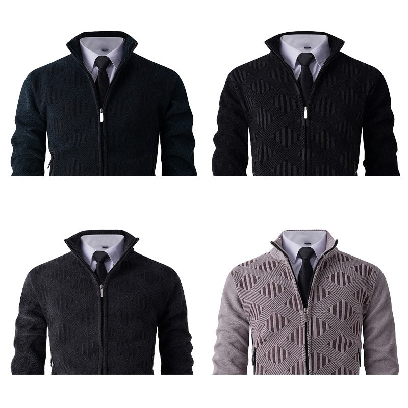 Herren Strickjacke Modern Reißverschluss Strukturiert - BerlinGlamour