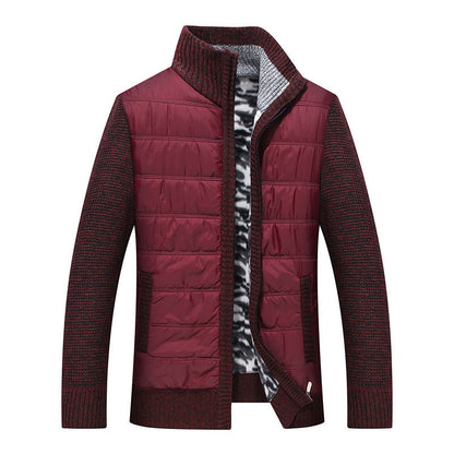 Herren Übergangsjacke Steppjacke Warm mit Strick Ärmeln