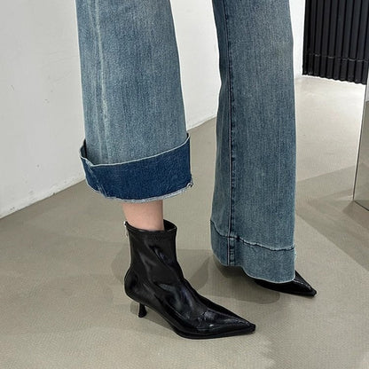 Damen Stiefeletten Spitz Schuhe Hochhackig Elegantes Design