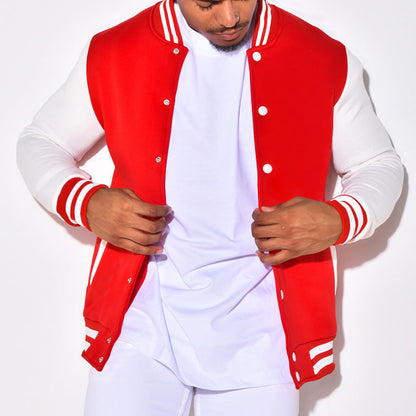 Herren Sportjacke mit Streifen Ärmelbündchen und Knöpfen Modern