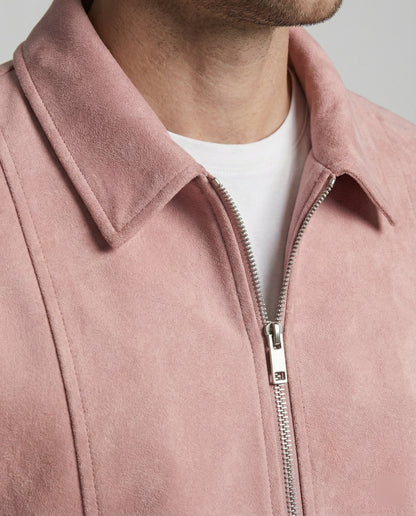 Lederjacke Herren Blouson Style Elastisch Reißverschluss