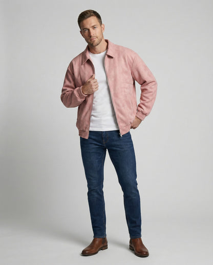 Lederjacke Herren Blouson Style Elastisch Reißverschluss