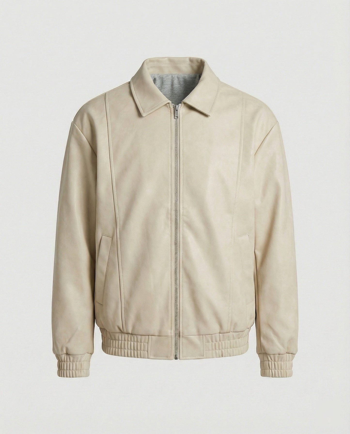 Lederjacke Herren Blouson Style Elastisch Reißverschluss