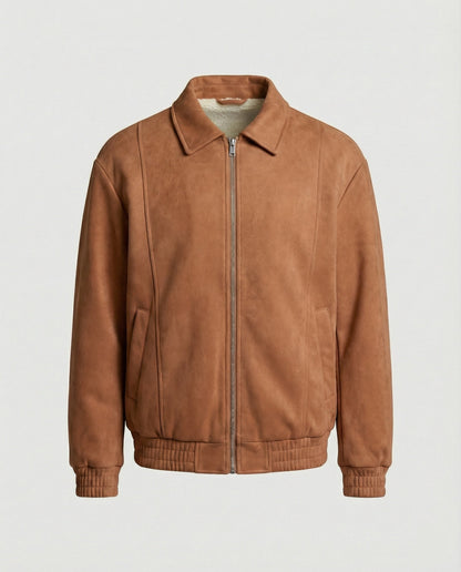 Lederjacke Herren Blouson Style Elastisch Reißverschluss