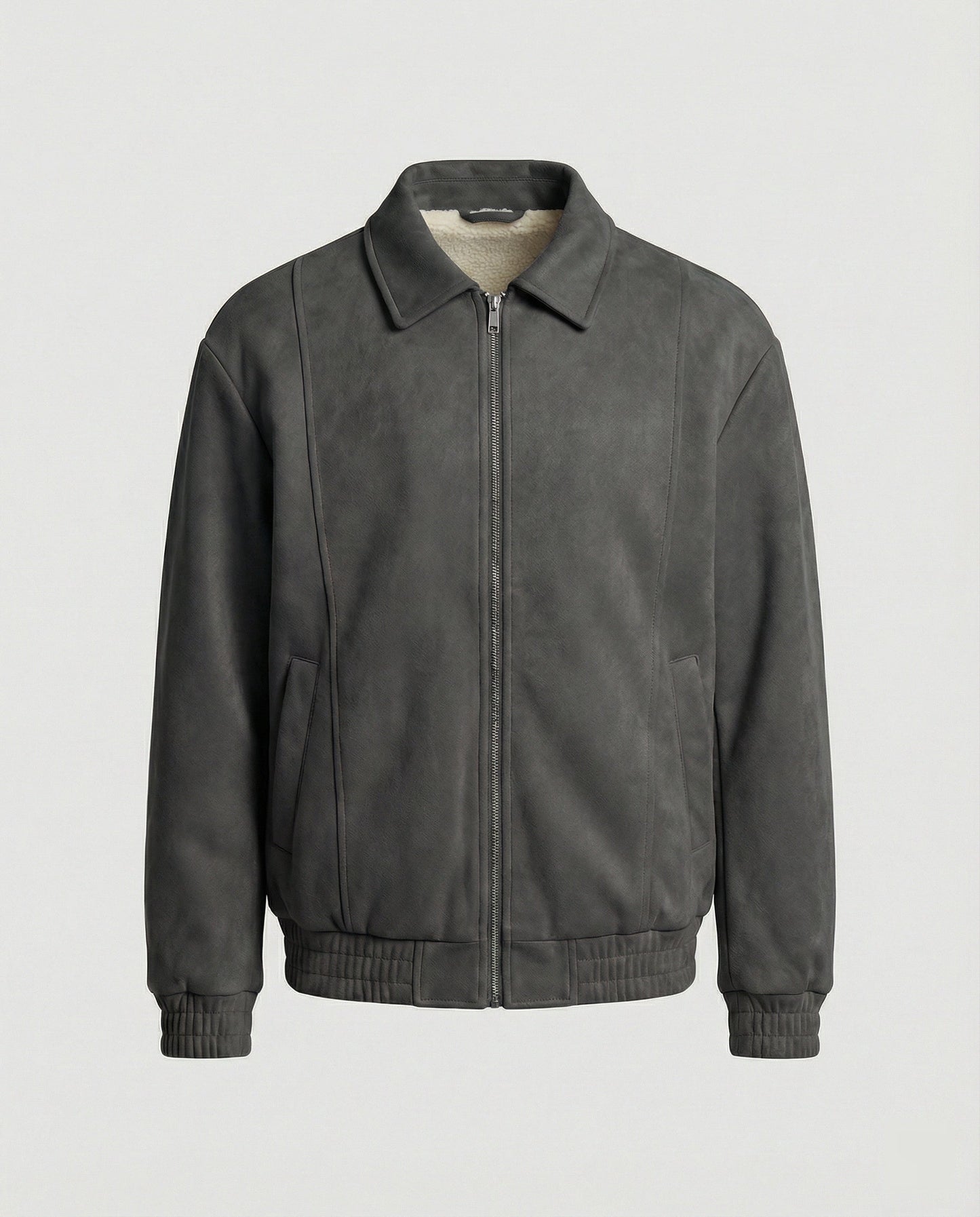 Lederjacke Herren Blouson Style Elastisch Reißverschluss
