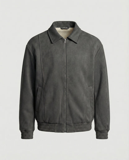 Lederjacke Herren Blouson Style Elastisch Reißverschluss