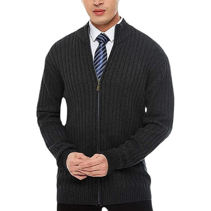 Herren Strickjacke Sportlich Reißverschluss Steppkragen Modern