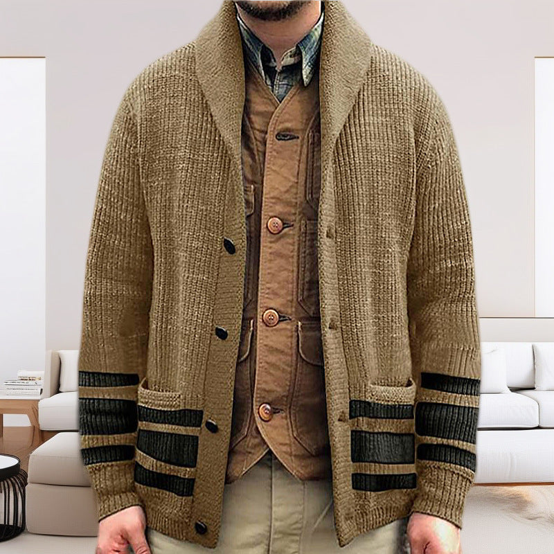Herren Strickjacke Waffelmuster Modern mit Taschen