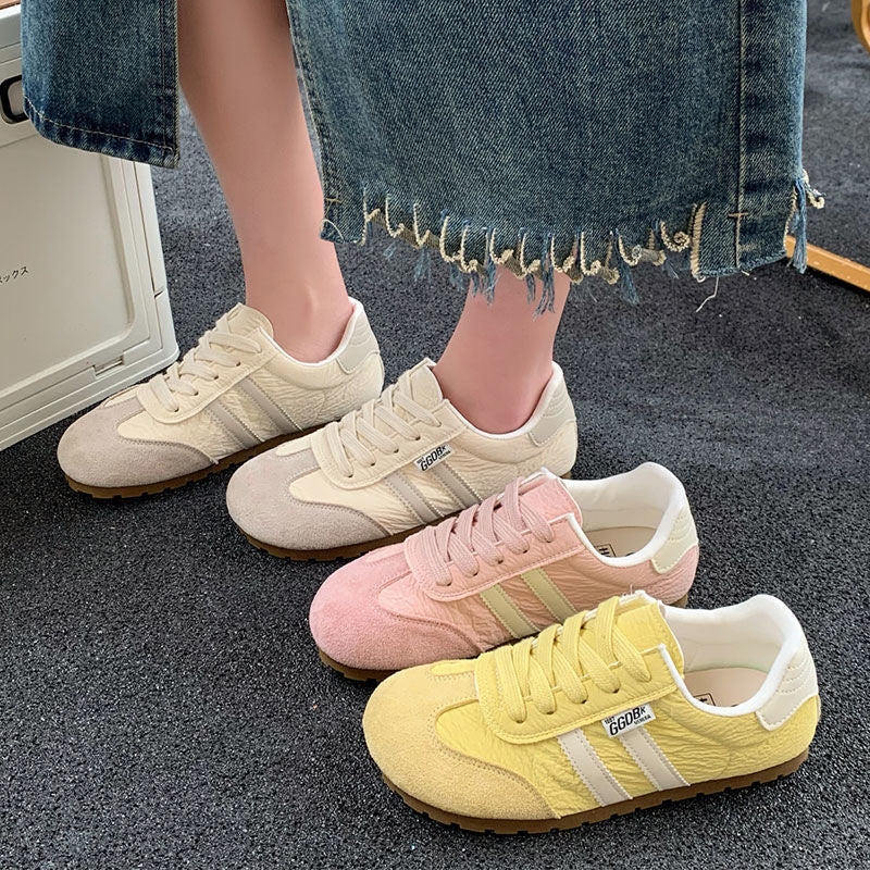 Damen Sneaker Retro Sportlich Leder Schuhe - BerlinGlamour