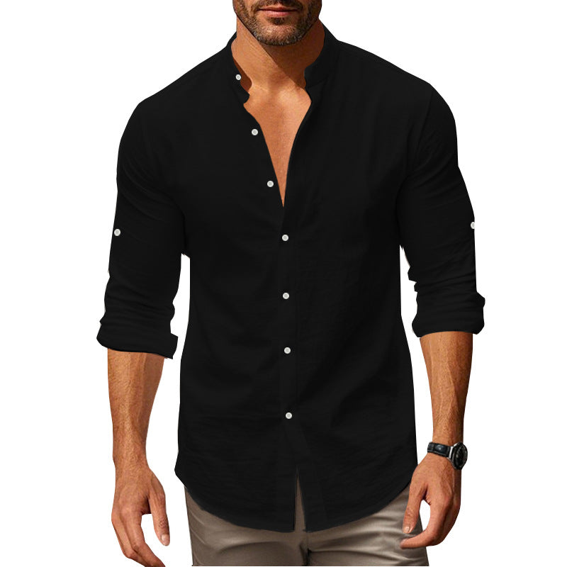 Herren Langarm-Shirt Modern mit Knöpfen