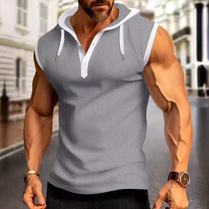 Herren Sportshirt Ärmellos Kapuzenpolo Modern