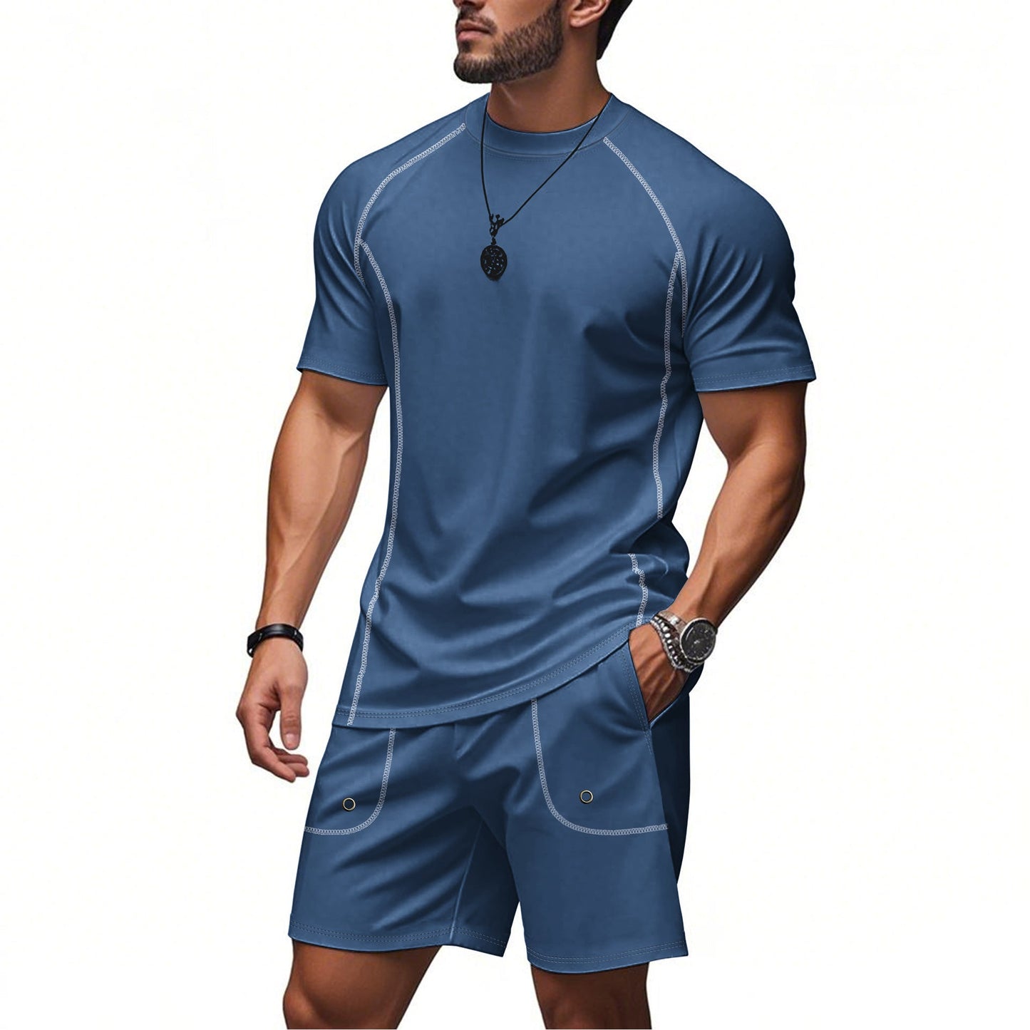 Herren Sport Set Kurzarm T-Shirt und Shorts atmungsaktiv