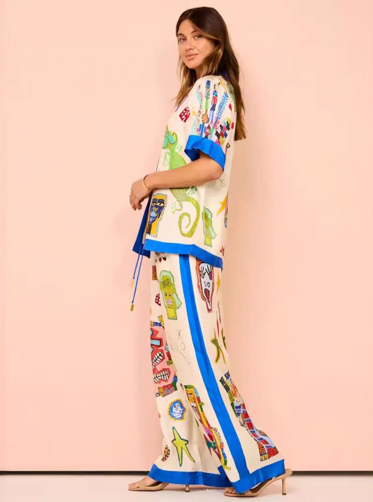 Modisches Zweiteiliges Co-Ord Set Bedruckt Schick